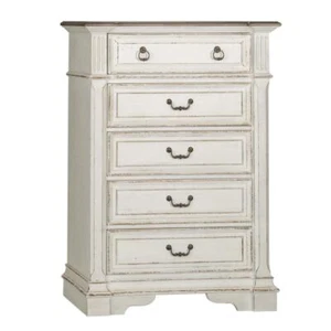 5 Drawer Chest in Antique White Finish - Picture 1 of 10