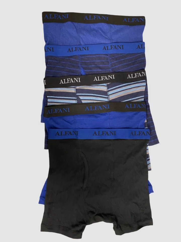 Paquete de 5 calzoncillos boxer de algodón con logotipo azul negro Alfani ropa interior para hombre talla S Foto 1 de 1