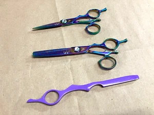 Washi Rainbow Daisy Swivel 2 Piece Shear Set - 5.5 Scissor, 30 Tooth Thinner - Picture 1 of 8