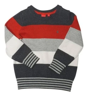 Esprit Kids Toddler Rusty Red Block Striped Crew Neck Pullover Knit Sweater 4T - Picture 1 of 11