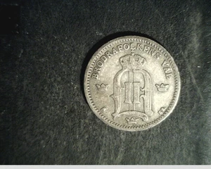 1880-EB Sweden, 25 Ore, High Grade .0467 oz Silver Coin  (Swe-13) - Picture 1 of 2