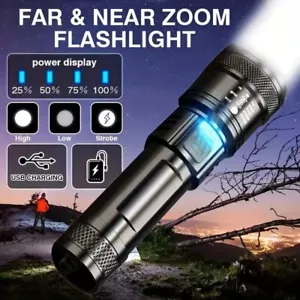 Telescopic Zoom High Power Super Bright Flashlight LED Rechargeable Torch Lamp- - Picture 1 of 8