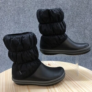 Crocs Boots Womens 8 Waterproof Winter Puff Black Pull On Round Toe Pull On - Picture 1 of 18