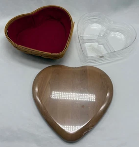 Longaberger 2005 Heart Shaped Basket With Red Liner & 3 Part Protector & Lid NEW - Picture 1 of 8