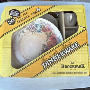 Vtg MCM Brookpark Melamine Windsor Floral Plate Dinnerware 19 Piece Set in Box - Picture 1 of 11