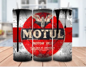 Vaso de aceite de motor Swan-Finch Motul de acero inoxidable con pajita de metal -20 OZ - Imagen 1 de 4
