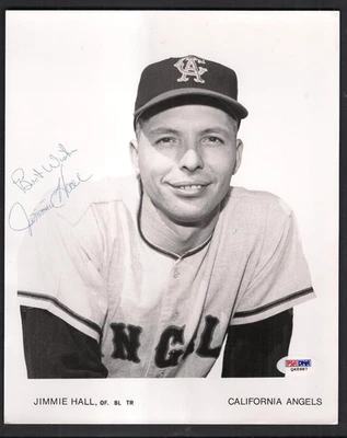 Jimmie Hall Autographed 1960s Team Issue 8x10-PSA/DNA COA-California Angels - Image 1 of 2
