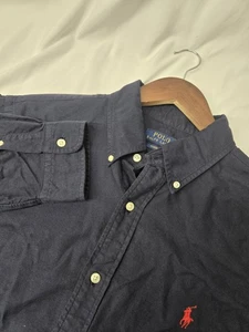 Ralph Lauren Men's Classic Fit Long Sleeve Button-Up Shirt L Navy Blue Cotton - Picture 1 of 10