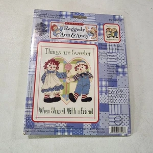 Vintage Raggedy Ann & Andy Cross Stitch Kit Things Are Sweeter Friend 11x14 New - Picture 1 of 9