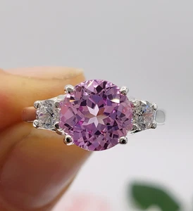 Alianza de platino 950 con diamantes y zafiro rosa natural certificado de 4,00 quilates - Imagen 1 de 12