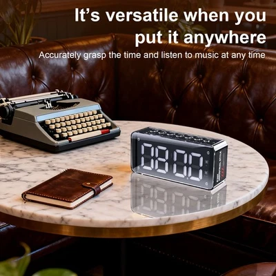 Wireless Bluetooth Stereo Speaker TFCard LED Alarm Clock Rechargeable USB-C Port - Image 1 of 4