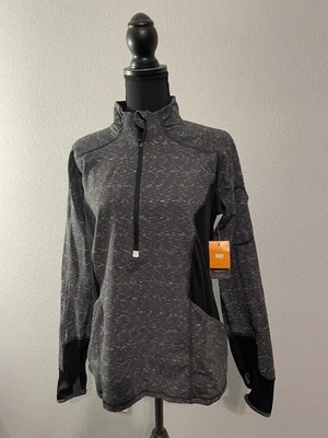 Lucy tech women pullover sweater size XL gray thumb hole half zip athletic - Image 1 of 4