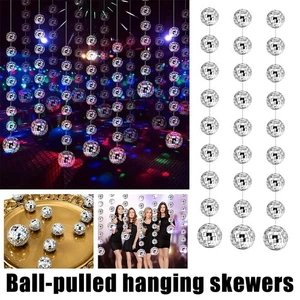 Silver Mirror Ball Disco Hanging Ball Bar Party Ornaments Mirrora3d81324 U2V8 - Picture 1 of 9