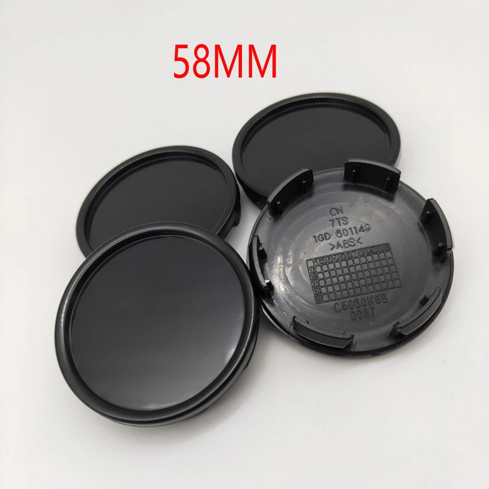 4Pcs Black ABS Plastic 58mm Auto Car Modified Wheel Center Hub Caps Cover Foto 1 de 4