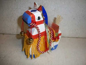 Japanese Folk Art Kokeshi Wooden Horse Doll Figure Decorated Figurine White - Picture 1 of 3
