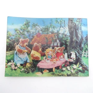 Goldlöckchen und die drei Bären linsenförmige 3-D Postkarte Jones 1966 Vintage Japan - Bild 1 von 6