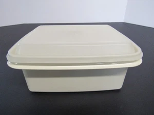 Vintage Tupperware Freeze-n-Save Eisbehälter Mandel 1254-16 mit transparentem Deckel - Bild 1 von 10