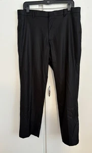 Einmal getragene einfarbige schwarze Herrenhose 33 x 30 gerades Bein von INC Milan schmale Passform - Bild 1 von 14