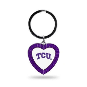 TCU Horned Frogs Rhinestone Heart Keychain, Purple, 3" - Picture 1 of 7