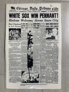 Vintage 1987 Chicago Tribune White Sox Win Pennant 1959 Reprint Plaque 16x22 - Picture 1 of 4