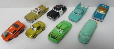 Lot of 8 Disney Pixar Cars Fillmore Flo Kranks Sheriff Tex Dinoco... 1:55 Scale - Image 1 of 4