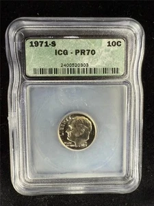 1971 S 10C Roosevelt Dime PR70 PF70 ICG PERFECT! SKU 3809 - Picture 1 of 2