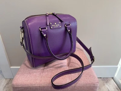 Kate Spade NY Purple Satchel Crossbody Purse 100% Genuine Cow Leather - Image 1 of 4