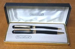Vintage Montefiore Jet Black Kugelschreiber & Druckbleistift Set mit Original Box - Bild 1 von 9