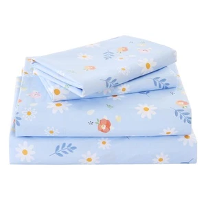 Blue Floral Sheet Set Queen 4 Piece, Coquette Cottagecore Aesthetic Flower Sh... - Picture 1 of 7