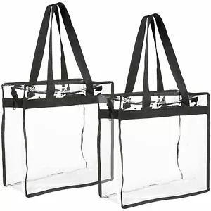 2x Stadium Approved Clear Tote Bags with Handles for Beach, Concerts, 12x6x12" - Picture 1 of 7