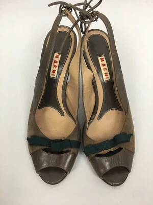 Marni Sweet Punta Abierta Marrón Eslinga Tacones Traseros 37 7 Foto 1 de 4