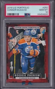 CONNOR MCDAVID - 2015 Upper Deck Portfolio Rookie Phenom #250, PSA 10 - Picture 1 of 1