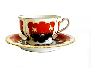 Antike Geiersthal Handgeinalt Sontag Söhne Demitassi Imari Stil Tasse & Untertasse - Bild 1 von 8