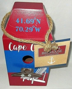 NAUTICAL Hanging Birdhouse  9.50"T X 4.5"W X 3.5"D  CAPE COD w/ Clean Out Door - Picture 1 of 2