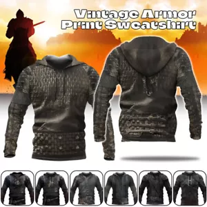 Felpa con cappuccio medievale stampa 3D cavalieri felpa pullover costume armatura - Foto 1 di 22