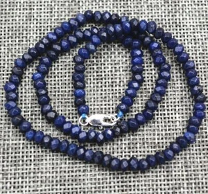 New 2x4mm Faceted Dark Blue Jade Rondelle Gemstone Beads Necklace 16-28" - Picture 1 of 17
