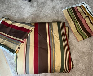 Pottery Barn King Size Brown , Gold , Striped Duvet Cover W/pillow Shams. - Picture 1 of 8