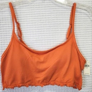 Top bikini Aerie taglia media nuovo con etichette prezzo al pubblico consigliato $44,95 arancione con volant - Foto 1 di 9