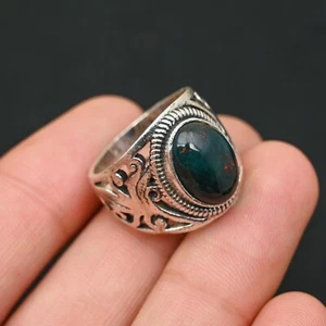 925 Sterling Silber Blutstein Herrenring Handarbeit - Statement Ring alle Größen - BJ80 - Bild 1 von 3