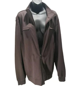 Structure Modern Fit Brown Long Sleeve Full Zip Mens Cotton Jacket Sz XL - Picture 1 of 9