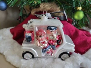 Robert Stanley Golf Carrello Bianco Babbo Natale Vetro Soffiato Albero di Natale Decorazione da Appendere - Foto 1 di 4