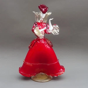 Large Vintage Murano Dancing Lady Figure ~ 34 cm tall ~ Red Gold Fleck / Italian - Picture 1 of 13