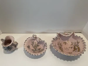 Fratelli Fanciullaci Seashell Pottery set Hand Painted Rose in color Rare MCM - Picture 1 of 10