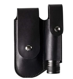 Hombres Cinturón Bolso Vaca Cuero Paquete Herramienta Cuchillo Antorcha Soporte Bolsa Negro W108 - Imagen 1 de 5