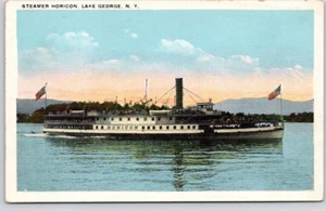 SCHIFFSPOSTKARTE Dampfer Horizon, Lake George, N.Y.  Passagiere - Bild 1 von 2