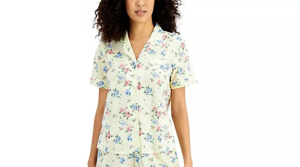 Pantalones cortos de pijama Charter Club para mujer de algodón con puntos suizos talla grande Foto 1 de 1