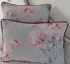 CUSHION COVER LAURA ASHLEY BEATRICE CYCLAMEN FABRIC  PIPED 12" x 18"