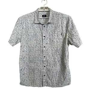 O'Neill Standard Fit BBQ Cookout Print Button Up Men's Sz XXL Shirt White Blue - Picture 1 of 8