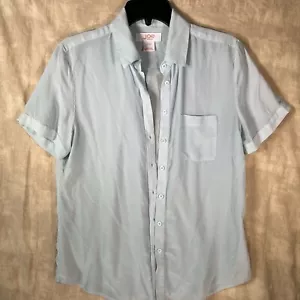 Camicia donna Joe Fresh 100% seta blusa M con bottoni colore verde salvia/blu - Foto 1 di 8