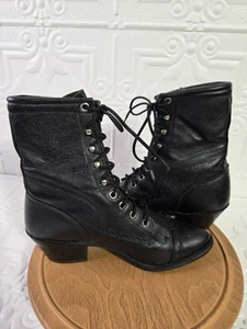 Stivali vittoriani vintage Capezio in pelle nera con lacci e cappuccio in corda 7,5 M - Foto 1 di 16